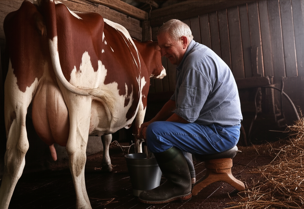 Dairy farmer working